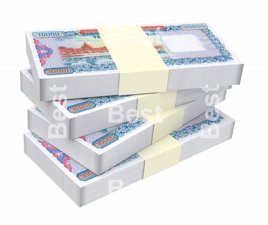 Myanmar kyat bills isolated on white background