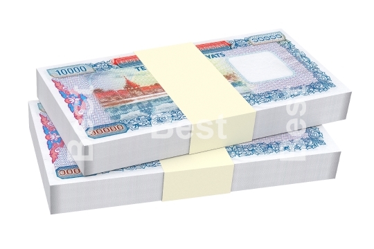 Myanmar kyat bills isolated on white background