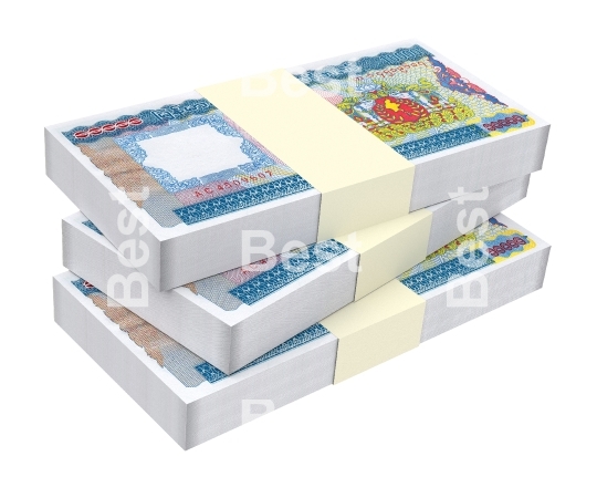 Myanmar kyat bills isolated on white background