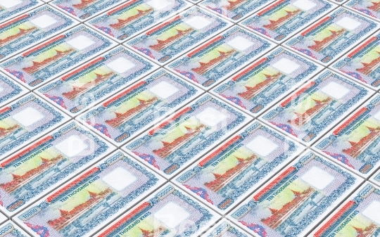 Myanmar kyat bills stacked background