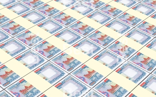 Myanmar kyat bills stacked background
