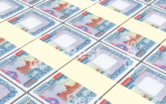 Myanmar kyat bills stacked background