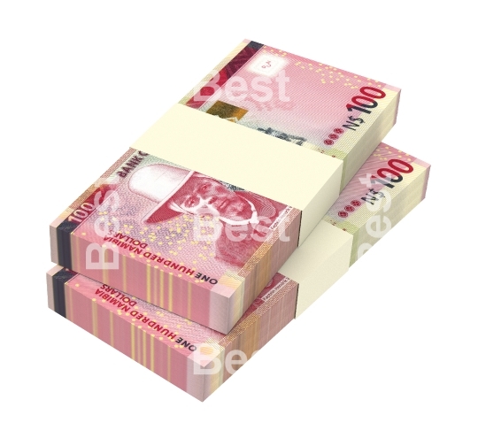 Namibian dollars bills isolated on white background