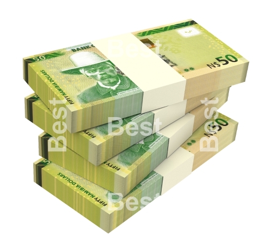 Namibian dollars bills isolated on white background