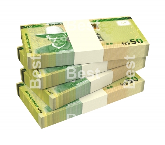 Namibian dollars bills isolated on white background