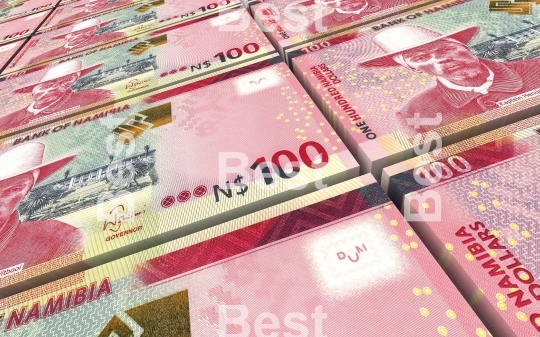Namibian dollars bills stacked background
