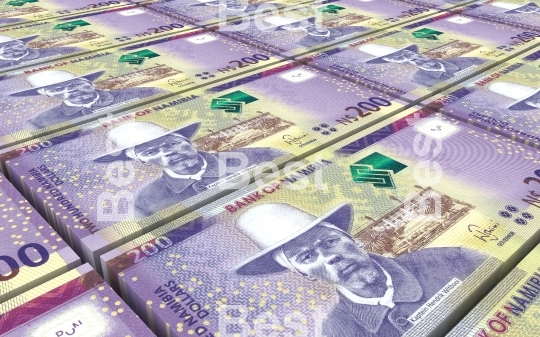Namibian dollars bills stacked background