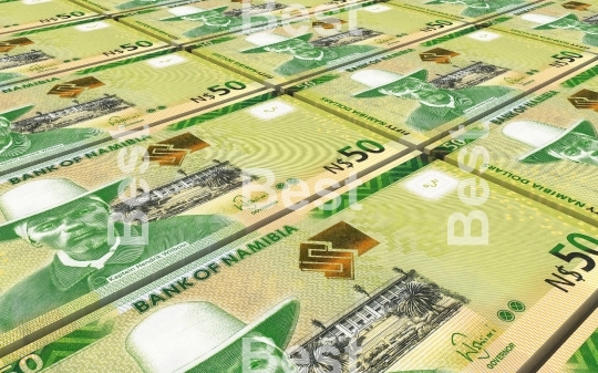 Namibian dollars bills stacked background