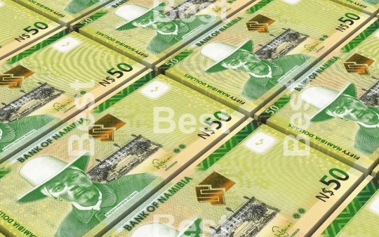 Namibian dollars bills stacked background