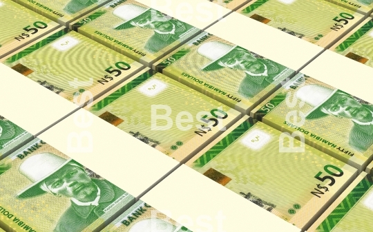 Namibian dollars bills stacked background