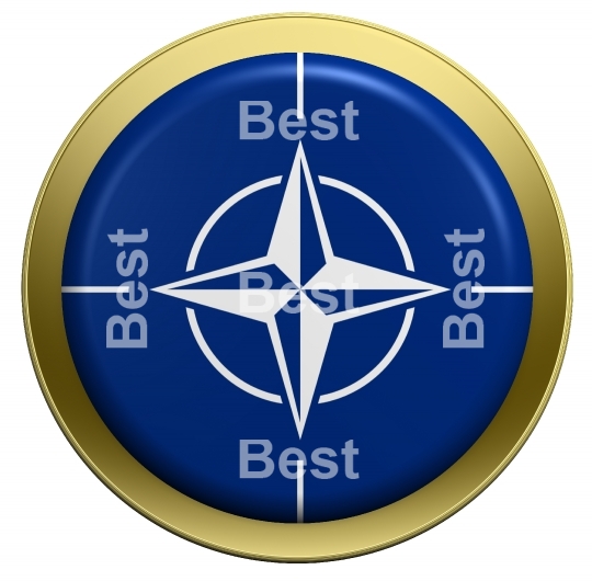 NATO flag on the round button isolated on white