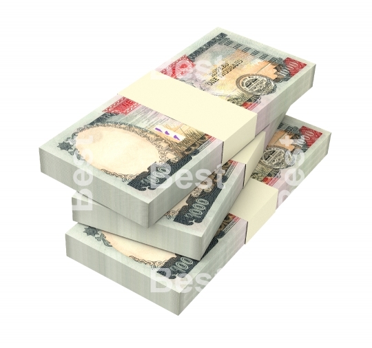 Nepalese rupee bills isolated on white background