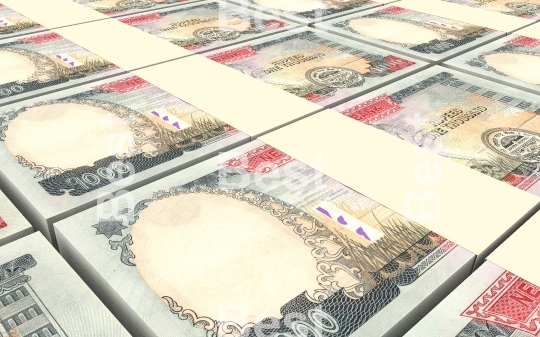 Nepalese rupee bills stacks background