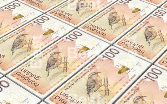 Netherlands Antillean guilder bills stacked background
