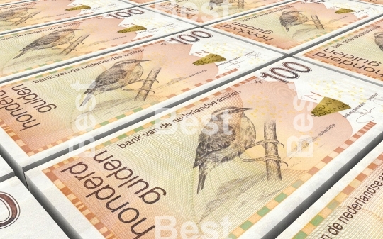 Netherlands Antillean guilder bills stacked background