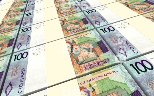 New Belarusian rubles bills stacks background