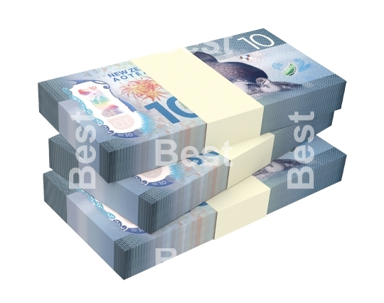 New Zealand dollar bills isolated on white background