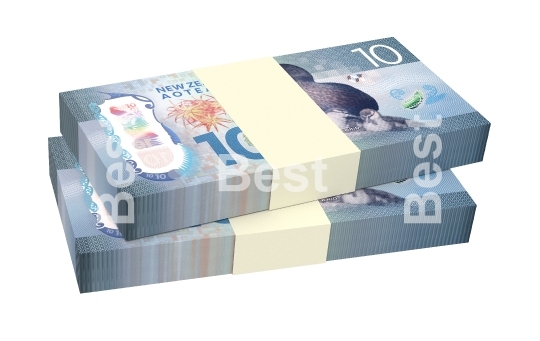 New Zealand dollar bills isolated on white background
