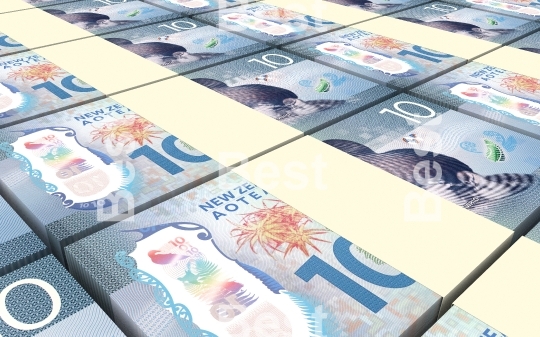 New Zealand dollar bills stacks background