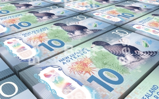 New Zealand dollar bills stacks background