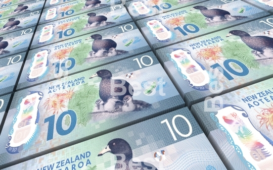 New Zealand dollar bills stacks background