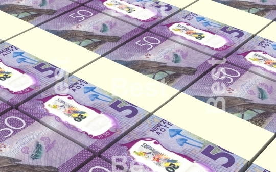 New Zealand dollar bills stacks background