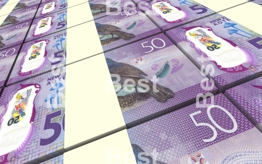 New Zealand dollar bills stacks background