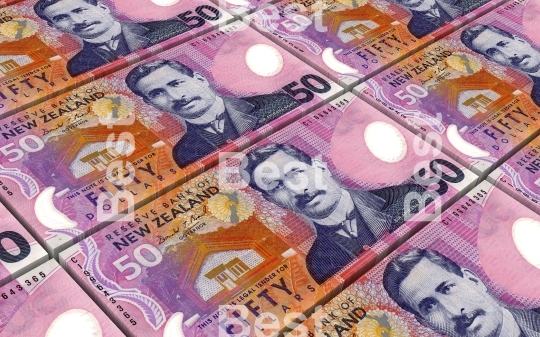 New Zealand dollar bills stacks background