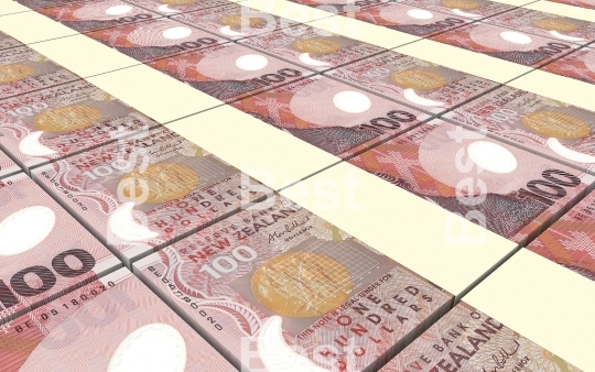 New Zealand dollar bills stacks background