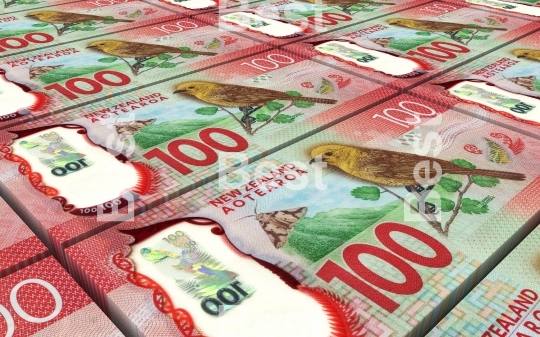 New Zealand dollar bills stacks background