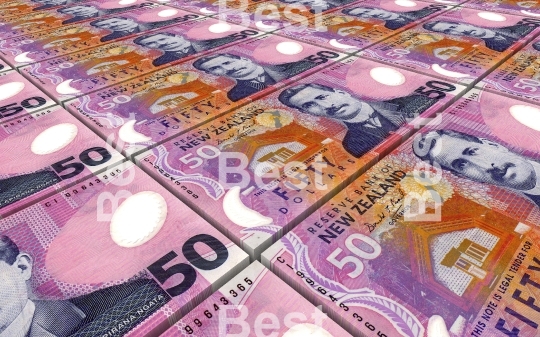 New Zealand dollar bills stacks background