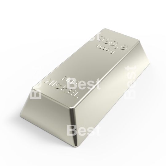 Nickel ingot isolated on white.