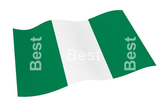 Nigeria flag isolated on white background with clipping path from world flags set