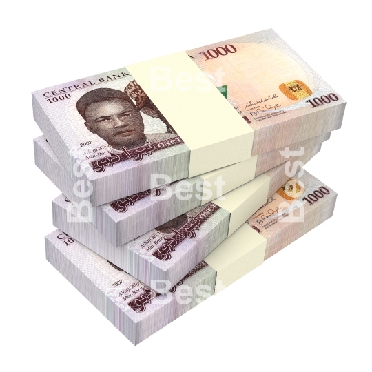 Nigerian nairas bills isolated on white background