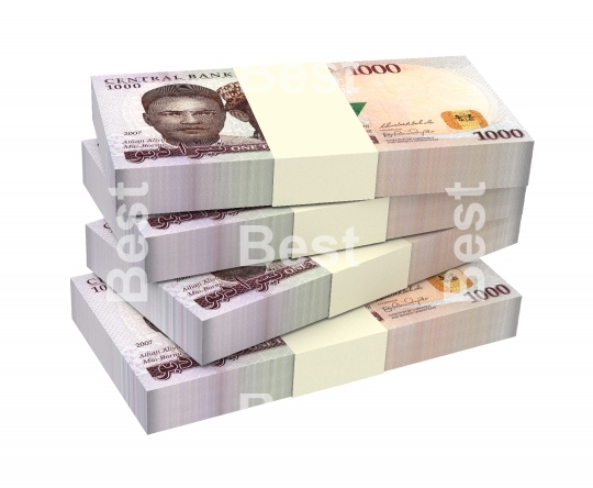 Nigerian nairas bills isolated on white background