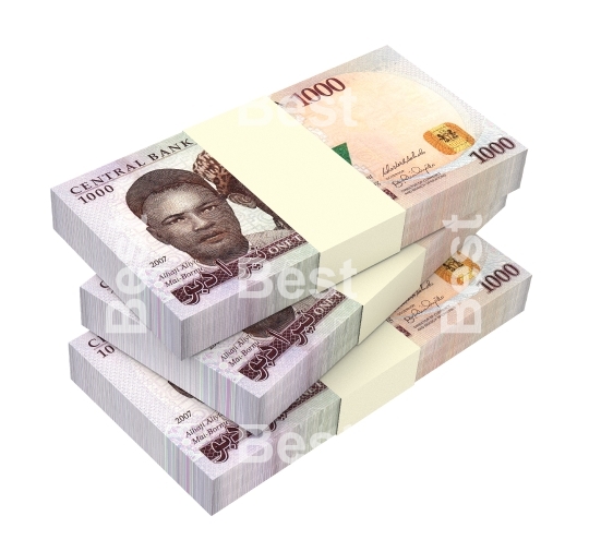 Nigerian nairas bills isolated on white background