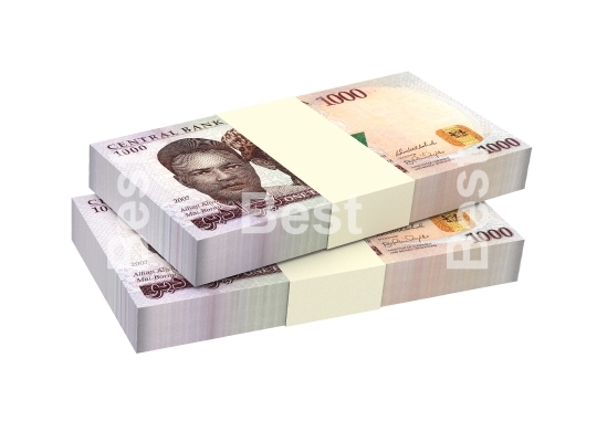 Nigerian nairas bills isolated on white background