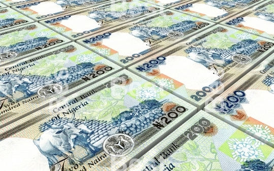 Nigerian nairas bills stacked background