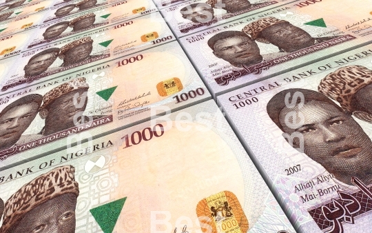 Nigerian nairas bills stacked background