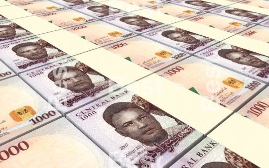 Nigerian nairas bills stacked background