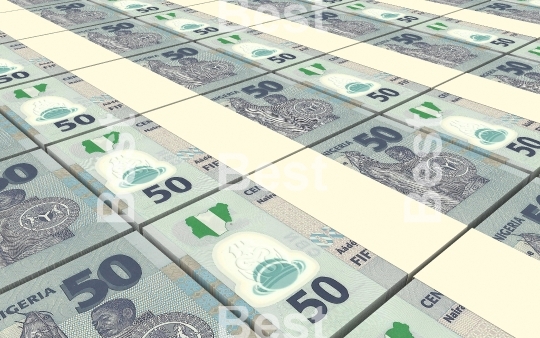 Nigerian nairas bills stacked background