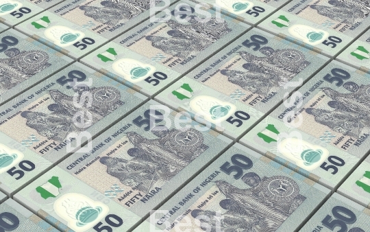Nigerian nairas bills stacked background