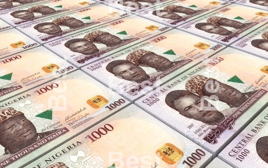 Nigerian nairas bills stacked background