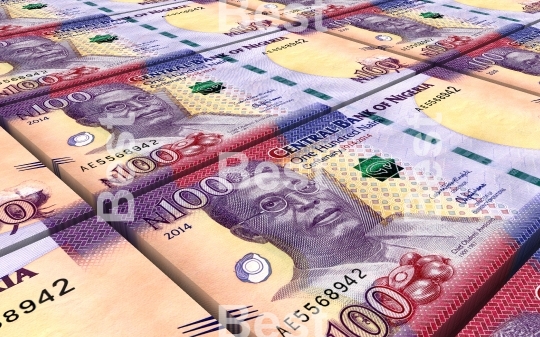 Nigerian nairas bills stacks background