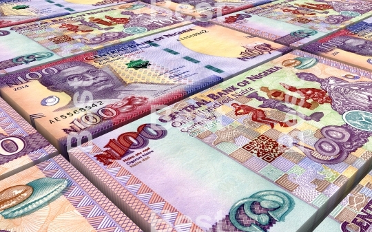 Nigerian nairas bills stacks background