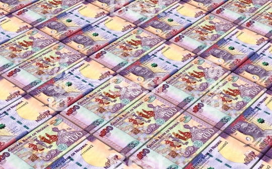 Nigerian nairas bills stacks background