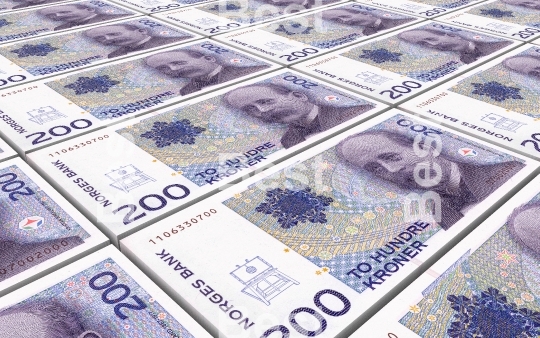 Norwegian krone bills stacked background