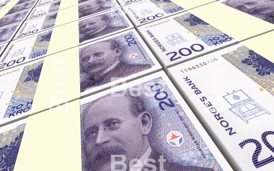 Norwegian krone bills stacked background