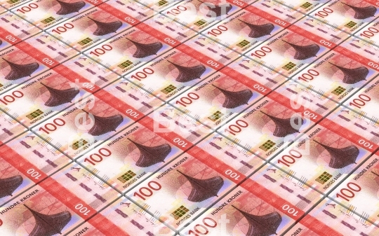 Norwegian krone bills stacks background