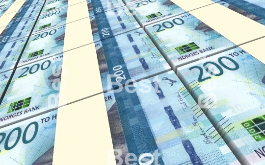 Norwegian krone bills stacks background